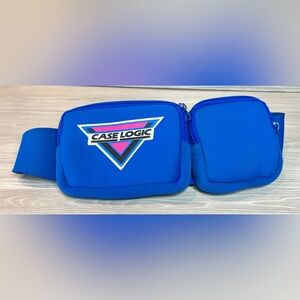 CASE LOGIC Belt Bag Blue Foam Fanny Pack 2 Zipper Compartments Throwback to 90's